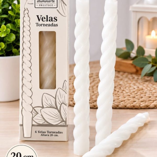 Vela Torneada Blanca 20 cm- 12084B