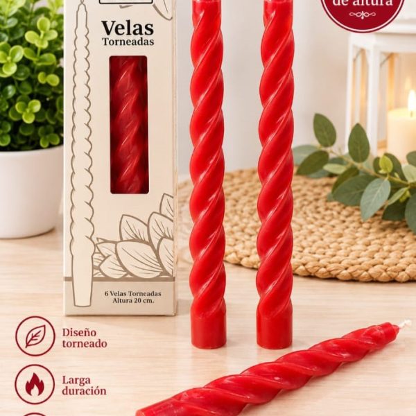 Vela Torneada ROJAS 20 cm- 12084R