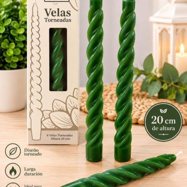 Vela Torneada VERDES 20 cm- 12084V