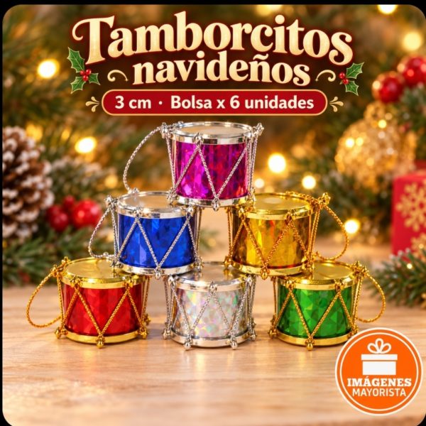 Tamborcitos hologramados 3 cm x6u - 20136