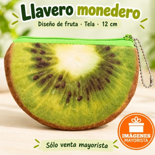Llavero modero tela, kiwi con cierre -31146
