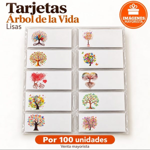 Tarjetita Personal x 100 ARBOL DE LA VIDA lisa- 32172