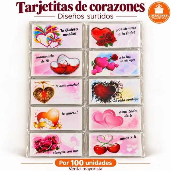 Tarjetita personal x 100 con frases TE QUIERO-TE AMO-32171
