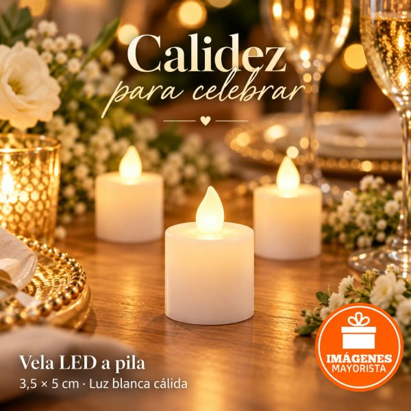 Vela Led Blanca Calida 3,5 x 5 cm-40005