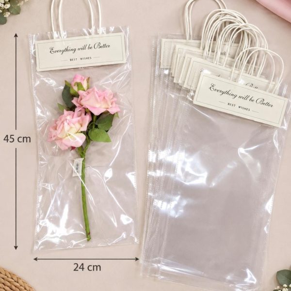 Bolsa Transparente 46x25cm con membrete y manija torzada x 10u - 33135