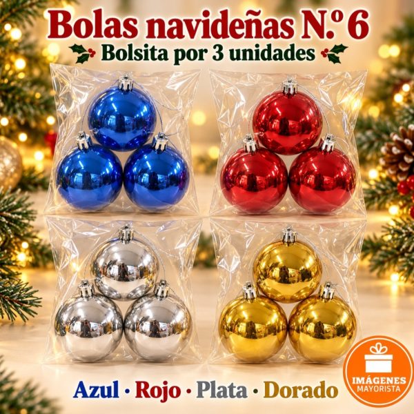 Bola Navideña  N°6 en bolsa x 3u - 46007
