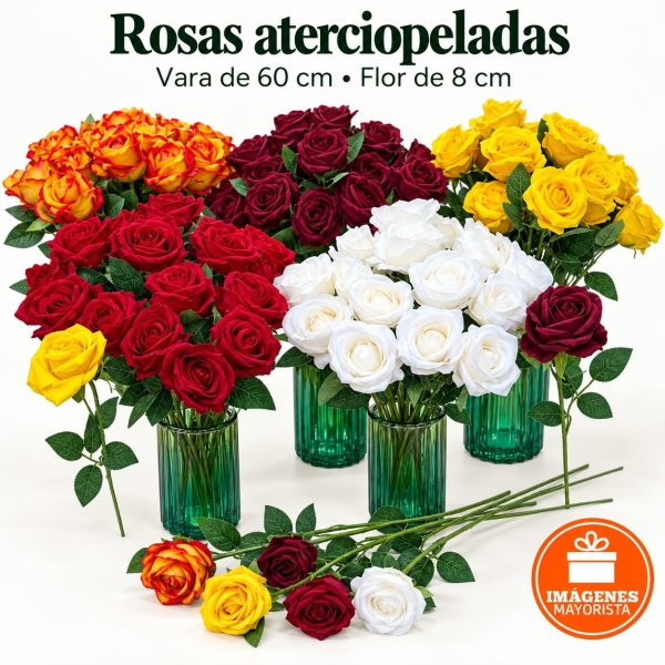 Vara ROSA 50 cm con flor de 8 cm- 03557