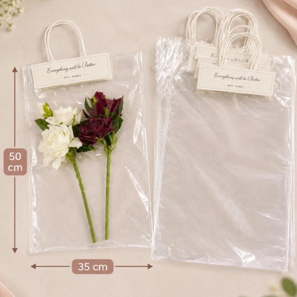Bolsa Transparente 50x35cm con membrete y manija torzada x 10u - 33128