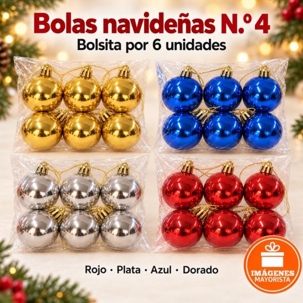 Bola Navideña N°4 en bolsa x 6u - 51002
