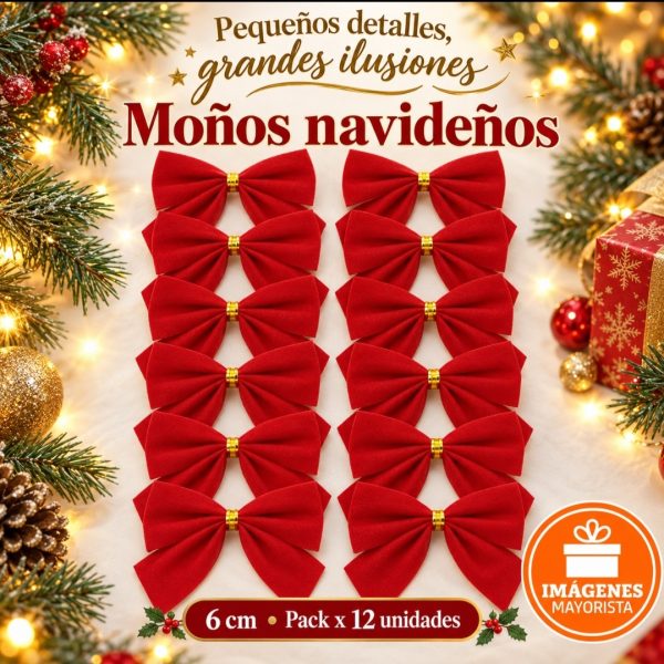 Moños Rojos 6 cm x 12u en blister- 57210