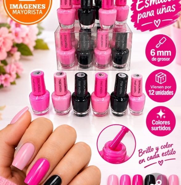Esmalte para uñas 6ml x 12U en caja pvc transparente- 80087