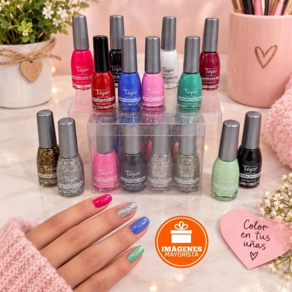 Esmaltes 9ml lecherito surt. color x 12u en caja exhibidora- 80088