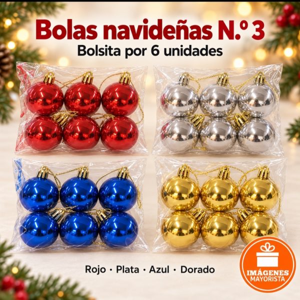 Bola Navideña N°3 en bolsa x 6u - 84034