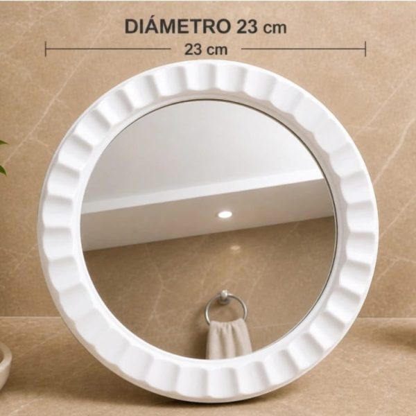 Espejo de pared REDONDO  marco plástico blanco - 20122