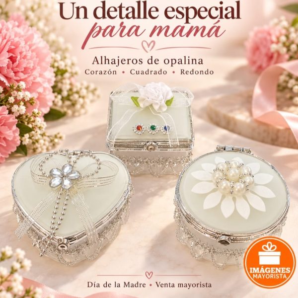 Alhajero opalina con espejito y aplique -3 modelos- 96013
