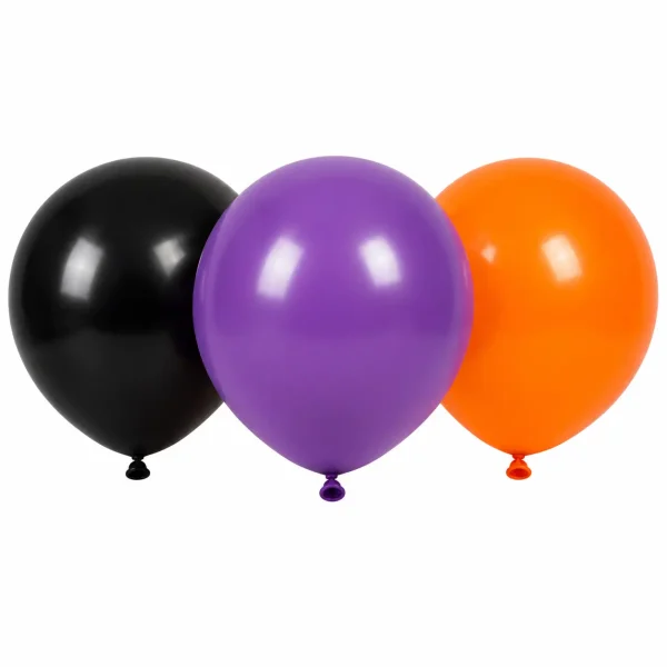 Globos 9" NARANJA-NEGRO-VIOLETA-Halloween x25u- 49503
