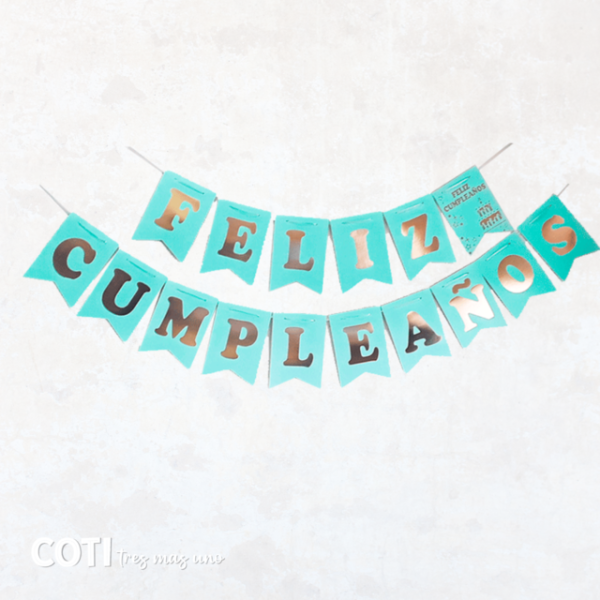 Banderin FELIZ CUMPLEAÑOS  Blanco -00000C