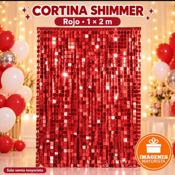Cortina SHIMMER 1x2mt ROJA  (OFERTA 27111)-32942