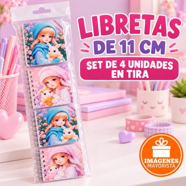 Set x 4 libretitas nena con mascota  de 11 cm -33189