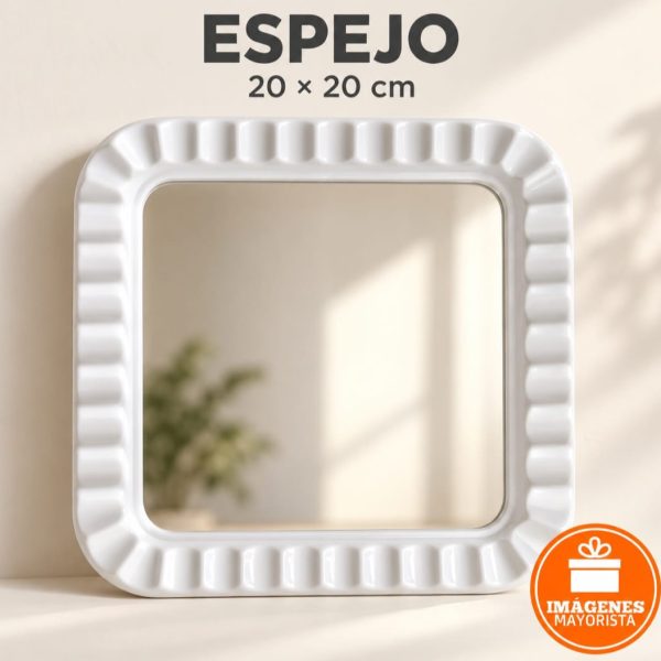 Espejo de pared 20x20 marco plástico blanco- 63952