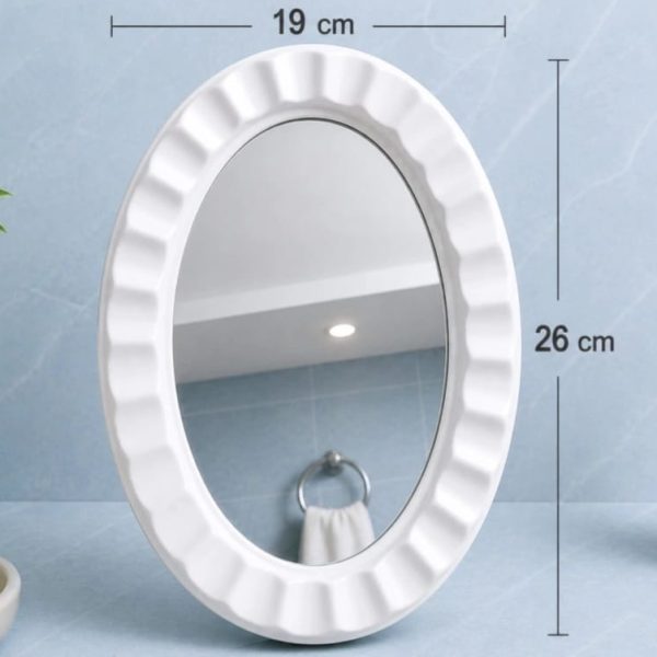Espejo de pared OVALADO 26cm marco plástico blanco - 32231